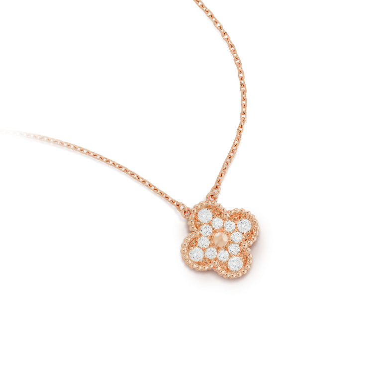 [Max Jewelry ]CLOVER 15MM DIAMOND SINGLE FLOWER NECKLACE