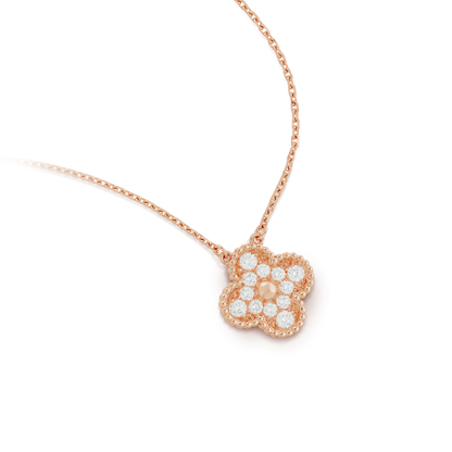 [Max Jewelry ]CLOVER 15MM DIAMOND SINGLE FLOWER NECKLACE