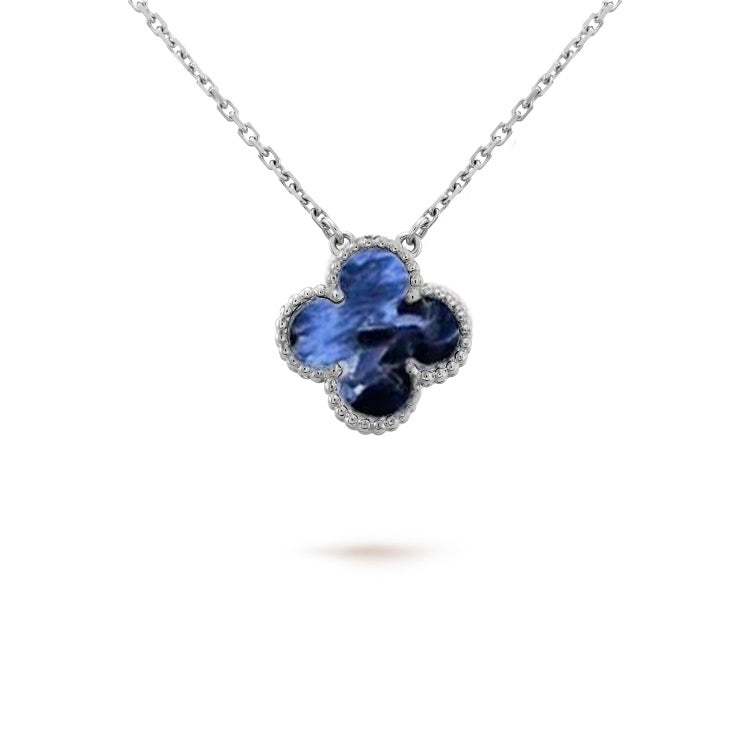 [Max Jewelry ]CLOVER 15MM PIETERSITE NECKLACE SILVER