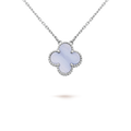 [Plus&Max]CLOVER 15MM BLUE CHALCEDONY NECKLACE SILVER