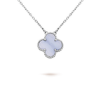 [Plus&Max]CLOVER 15MM BLUE CHALCEDONY NECKLACE SILVER