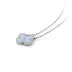 [Plus&Max]CLOVER 15MM BLUE CHALCEDONY NECKLACE SILVER