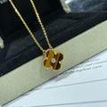 [Plus&Max]CLOVER 15MM DIAMOND AND YELLOW TIGER'S EYE AGATE necklace
