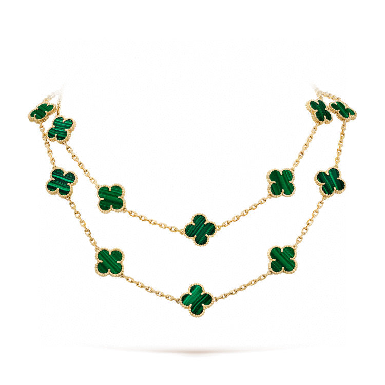[Max Jewelry ]CLOVER 20 MOTIFS MALACHITE GOLD