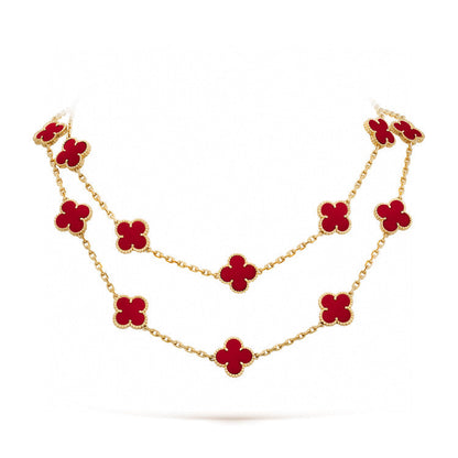 [Max Jewelry ]CLOVER 20 MOTIFS CARNELIAN NECKLACE
