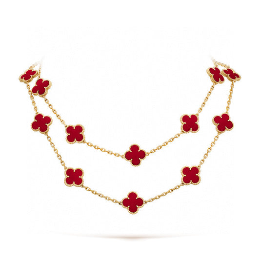 [Max Jewelry ]CLOVER 20 MOTIFS CARNELIAN NECKLACE