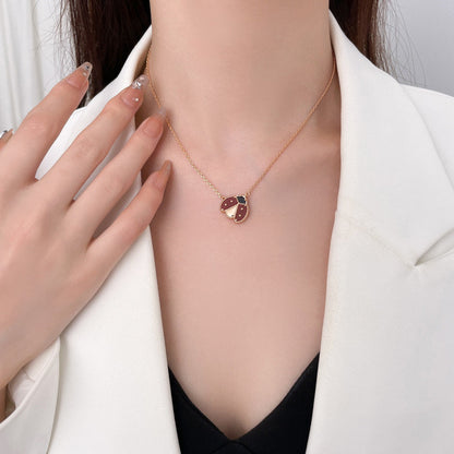 [Max Jewelry ]LUCKY  CARNELIANS LADYBUG NECKLACE