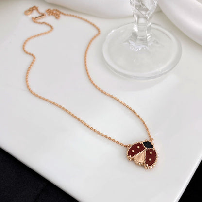 [Max Jewelry ]LUCKY  CARNELIANS LADYBUG NECKLACE