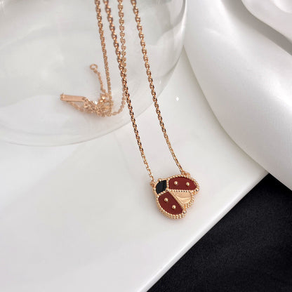 [Max Jewelry ]LUCKY  CARNELIANS LADYBUG NECKLACE