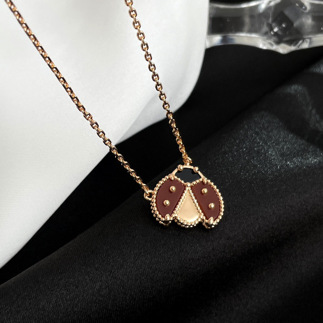 [Max Jewelry ]LUCKY  CARNELIANS LADYBUG NECKLACE