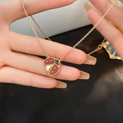 [Max Jewelry ]LUCKY  CARNELIANS LADYBUG NECKLACE