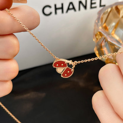 [Max Jewelry ]LUCKY  CARNELIANS LADYBUG NECKLACE