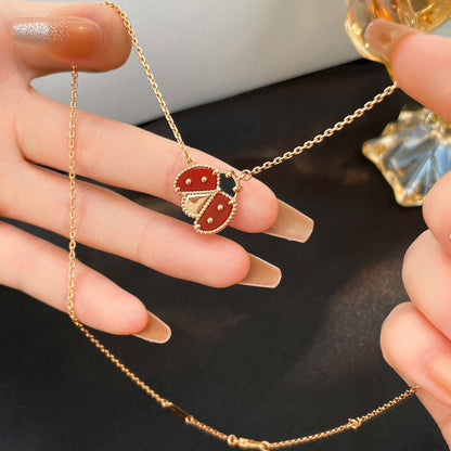 [Max Jewelry ]LUCKY  CARNELIANS LADYBUG NECKLACE