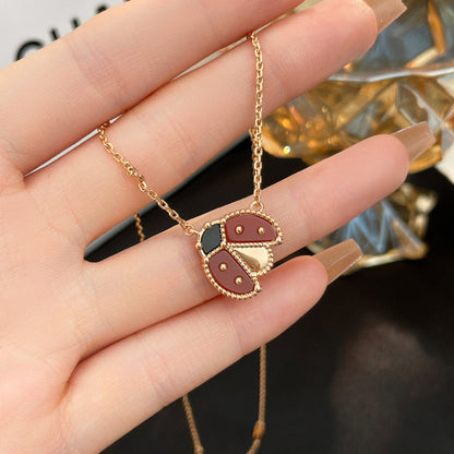 [Max Jewelry ]LUCKY  CARNELIANS LADYBUG NECKLACE