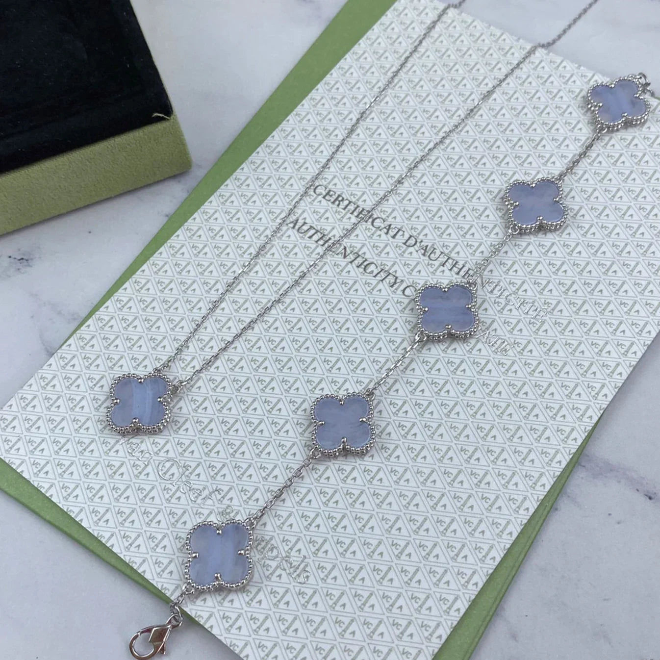 [Max Jewelry ] CLOVER 5 MOTIF PURPLE CHALCEDONY BRACELET COLLECTION