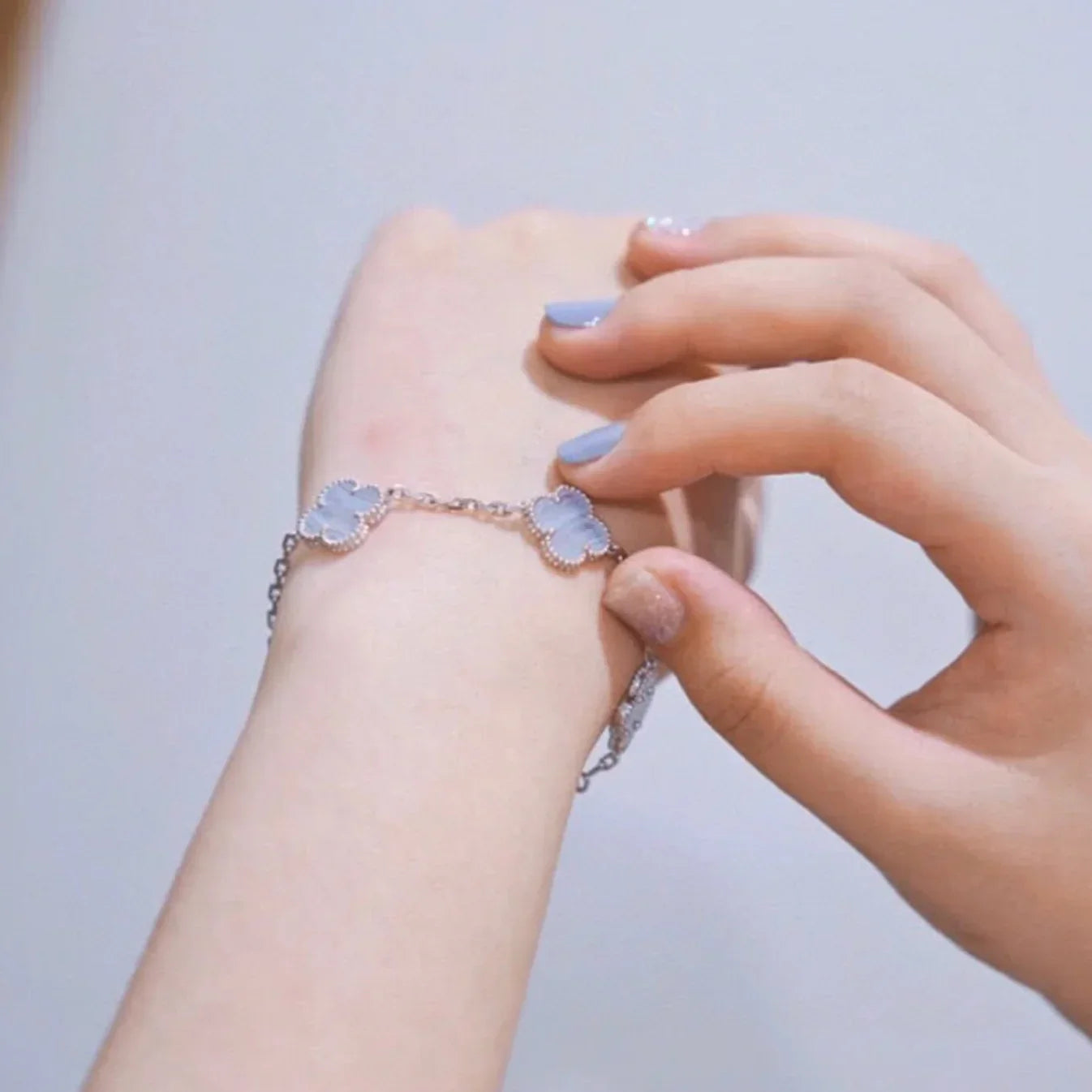 [Max Jewelry ] CLOVER 5 MOTIF PURPLE CHALCEDONY BRACELET COLLECTION