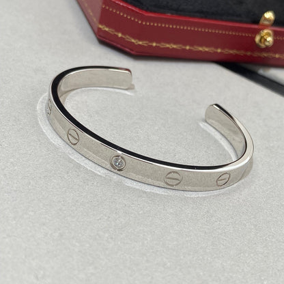 [Max Jewelry ]LOVE BRACELET 6.1MM 1 DIAMOND OPEN CUFF