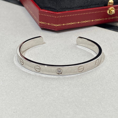 [Max Jewelry ]LOVE BRACELET 6.1MM 1 DIAMOND OPEN CUFF