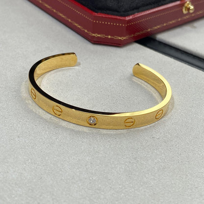 [Max Jewelry ]LOVE BRACELET 6.1MM 1 DIAMOND OPEN CUFF