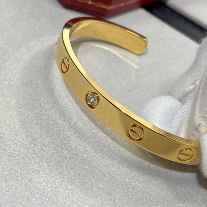 [Max Jewelry ]LOVE BRACELET 6.1MM 1 DIAMOND OPEN CUFF