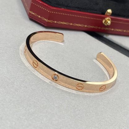 [Max Jewelry ]LOVE BRACELET 6.1MM 1 DIAMOND OPEN CUFF