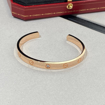 [Max Jewelry ]LOVE BRACELET 6.1MM 1 DIAMOND OPEN CUFF