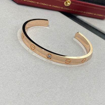 [Max Jewelry ]LOVE BRACELET 6.1MM 1 DIAMOND OPEN CUFF