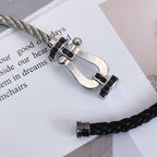 [Plus&Max]FORCE LARGE HORSESHOE BLACK DIAMOND BRACELET SILVER