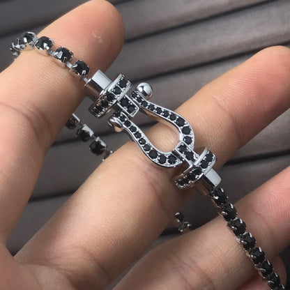 [Max Jewelry ]FORCE  LARGE HORSESHOE FULL DIAMOND TENNIS BRACELET