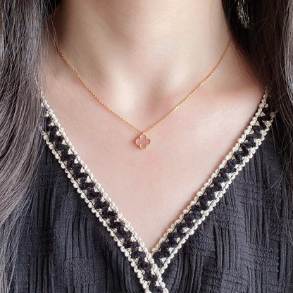 [Max Jewelry ]CLOVER 15MM PINK MOTHER-OF-PEARL SINGLE FLOWER NECKLACE