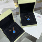 [Plus&Max]CLOVER 15MM DIAMOND AND BLUE AGATE NECKLACE