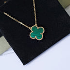 [Plus&Max]CLOVER 15MM MALACHITE SINGLE FLOWER  NECKLACE