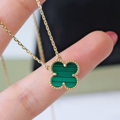 [Max Jewelry ]CLOVER 15MM MALACHITE SINGLE FLOWER  NECKLACE