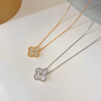 [Plus&Max]CLOVER 15MM DIAMOND SINGLE FLOWER NECKLACE
