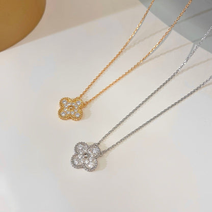 [Max Jewelry ]CLOVER 15MM DIAMOND SINGLE FLOWER NECKLACE