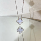 [Plus&Max]CLOVER 15MM BLUE CHALCEDONY NECKLACE SILVER