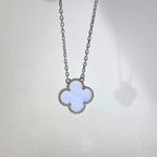 [Plus&Max]CLOVER 15MM BLUE CHALCEDONY NECKLACE SILVER