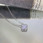 [Plus&Max]CLOVER 15MM BLUE CHALCEDONY NECKLACE SILVER