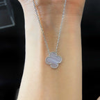 [Plus&Max]CLOVER 15MM BLUE CHALCEDONY NECKLACE SILVER