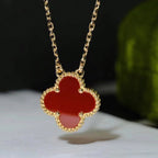 [Plus&Max]CLOVER 15MM CARNELIAN SINGLE FLOWER NECKLACE