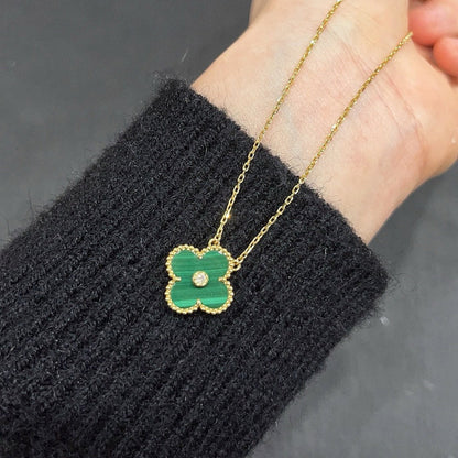 [Max Jewelry ]CLOVER 15MM DIAMOND TURQUOISE NECKLACE