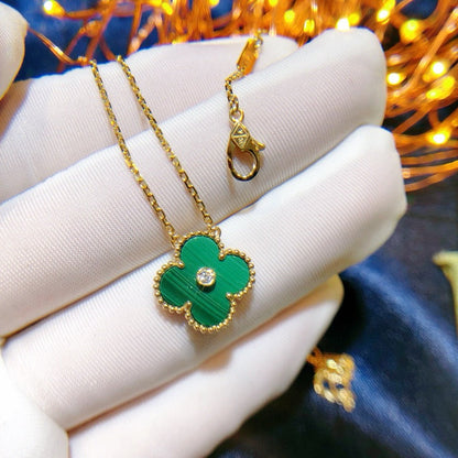 [Max Jewelry ]CLOVER 15MM DIAMOND TURQUOISE NECKLACE