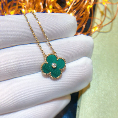 [Max Jewelry ]CLOVER 15MM DIAMOND TURQUOISE NECKLACE