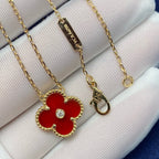 [Plus&Max]CLOVER 15MM DIAMOND CARNELIAN NECKLACE