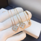 [Plus&Max]CLOVER 15MM DIAMOND WHITE FRITILLARIA NECKLACE