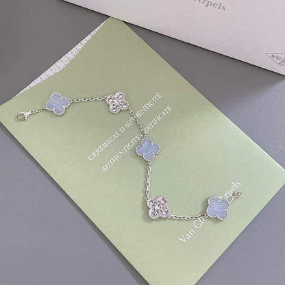 [Max Jewelry ] CLOVER 5 MOTIF PURPLE CHALCEDONY BRACELET COLLECTION