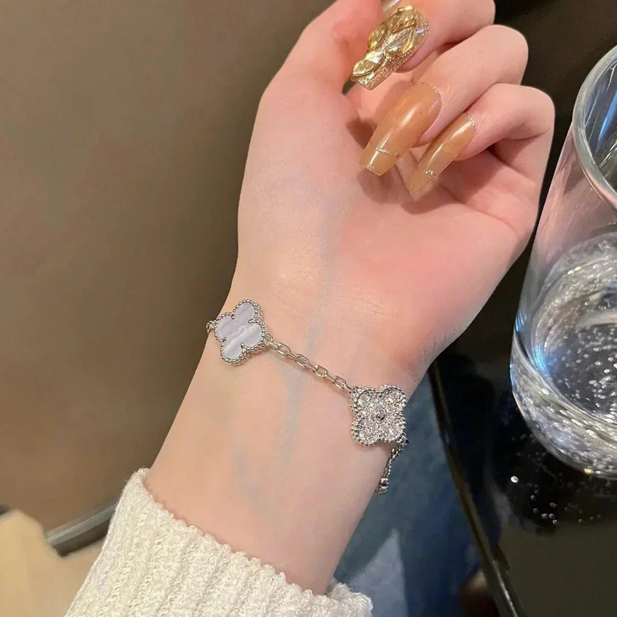 [Max Jewelry ] CLOVER 5 MOTIF PURPLE CHALCEDONY BRACELET COLLECTION