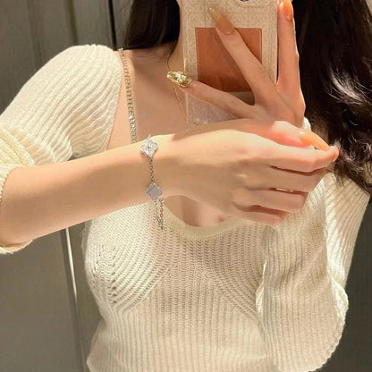 [Max Jewelry ] CLOVER 5 MOTIF PURPLE CHALCEDONY BRACELET COLLECTION