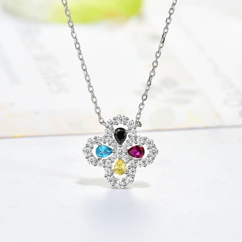 [Max Jewelry ]LOOP NECKLACE FULL MOTIF DIAMOND 16MM MULTIPLE COLORS