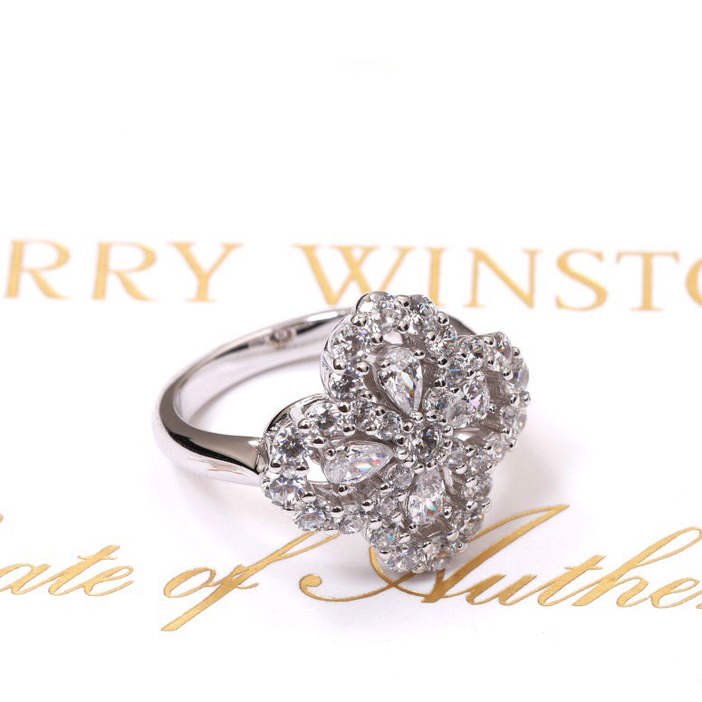 [Max Jewelry ]LOOP RING FULL MOTIF DIAMOND 16MM SILVE